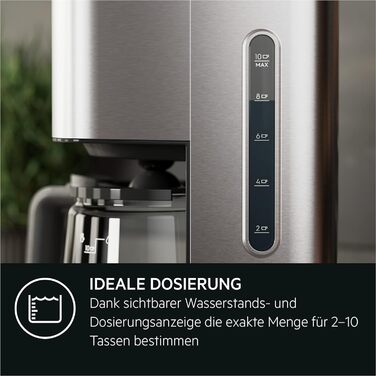 Кавоварка AEG CM5-1-6ST Deli 5, 1,5 л, нержавійка, таймер, підтримка тепла, авто-вимкнення, захист від протікання, індикатор рівня води