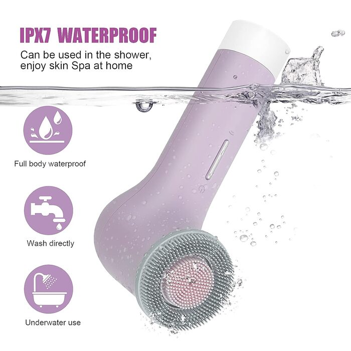 MyCarbon Electric Facial Cleansing Brush - IPX7 Waterproof, Rechargeable with USB Battery & 2x 360° Brush Heads for All Skin Types - Exfoliation & Deep Cleaning