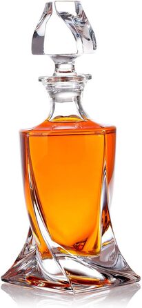 Whisky bottle carafe, whiskey decanter with glass stopper, 800ml for rum, scotch, cognac - gift idea for men with gift box