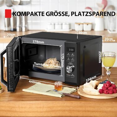 Мікрохвильова піч Toshiba MW3-AG20PE(BK) з грилем 20л 3-в-1, чорна. 5 рівнів потужності, 8 автоматичних програм, легке очищення.