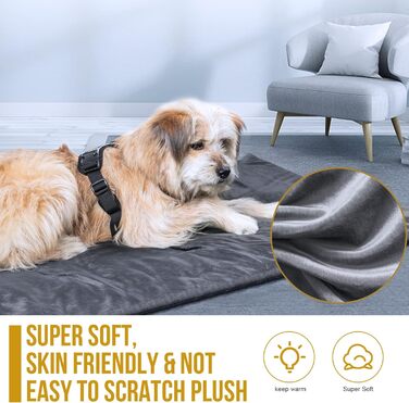 OneTigris Dog Blanket 110cm*68cm, Thickened Velvet Dog Mat Warmer Velvet Dog Bed Cat Bed for Large & Medium Dogs Travel Camping Outdoor, Reversible and Portable Hand Washable