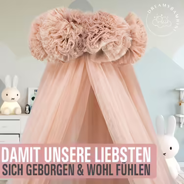 Балдахін DREAMYBAMBINI для дитячого ліжечка, кремово-бежевий з рожевим відтінком, захисна москітна сітка, декор у кімнату принцеси, 170x960 см
