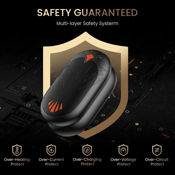 Електричні грілки для рук 2 шт. з підзарядкою USB, портативні кишенькові грілки 2-в-1 з 3 режимами нагріву, 24 години тепла, багаторазові, для активного відпочинку взимку, чорні, з магнітом