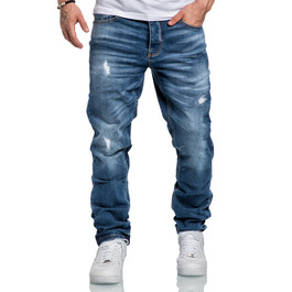 Чоловічі джинси Regular Straight Fit Denim Hose R7998 Hellblau (34W/34L) - Потертості