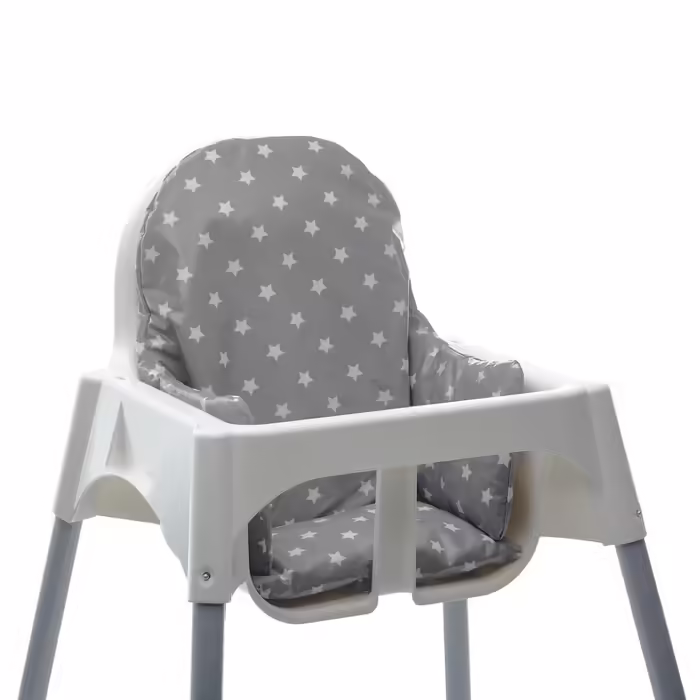 Ikea Antilop High Chair Insert for Children's High Chair - Liner 37x36x24 cm High Chair Cushion Seat Cushion Chair Cushion for Stair High Chairs Seat Cover Seat Reducer (Gray with white stars) Gray Stars