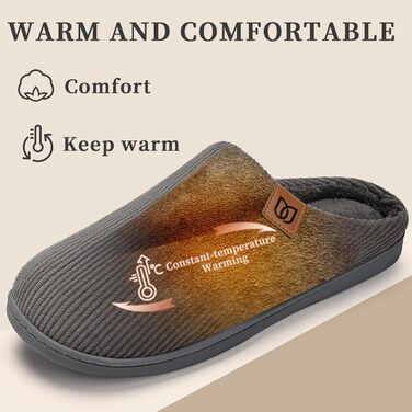 Чоловічі халапи WateLves з корду з Memory Foam, антиковзаючі, теплі, зручні, для дому та вулиці (Смугастий сірий, 44/45 EU)