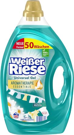 Універсальний рідкий засіб для прання Weißer Riese Gel Essentials Лотос та мигдальна олія, 2.5 л (на 50 прань), набір 2 шт (100 прань)