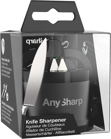 Механічна точилка для ножів AnySharp Pro, метал, PowerGrip, для всіх кухонних ножів, підходить для загартованої сталі та з хвилястою кромкою, світова якість, колір гангметал