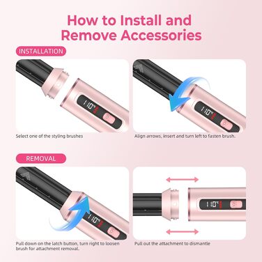 Мультистайлер для волосся 6 в 1 MogaWave Pro Air Styler 1000W: фен, автоматичний стайлер для завивки, вирівнювач та об'ємна щітка (Рожевий)