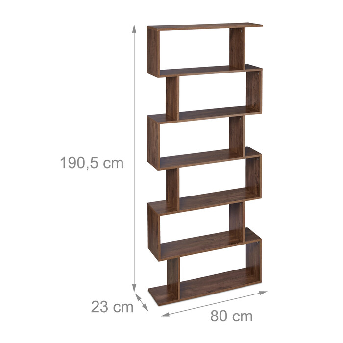 Relaxdays Tall Bookshelf Brown