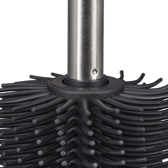 Силіконова щітка для унітазу Relaxdays, антибактеріальна, з змінним насадком, бамбуковий тримач, натуральний/сріблястий, 1 шт.