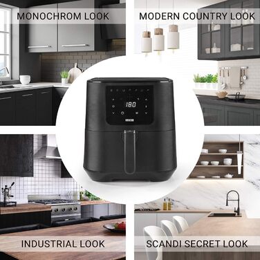 Фритюрниця-конвекційна піч Midnight Black 5.5 л | 1800 Вт, 7 програм | Без жиру, з цифровим дисплеєм