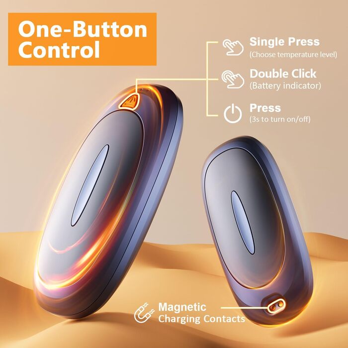 Електричні грілки для рук 2 шт. 4000mAh з зарядним кейсом 10000mAh, 3 режими нагріву, USB-C, для катання на лижах, кемпінгу, подарунок (темно-синій)