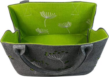 GILDE Felt Bag Dill Flower, 41 cm, Shopping Bag/Wooden Bag/Beach Bag - tear-resistant & carries a lot of weight - safely cushions your purchases and has plenty of storage space (Dark Grey)