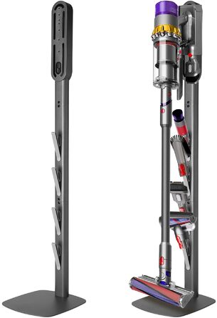Кріплення та зарядний стан для пилососів Dyson V8–V15 та Gen5 – настінний тримач для акумуляторного пилососа з органайзером для насадок, щіток та кабелю, темно-сірий