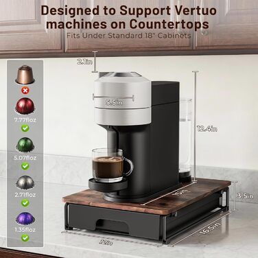 Органайзер для капсул Nespresso VertuoLine EVERIE з дерева, коричневий рустикальний, NP01-WD01