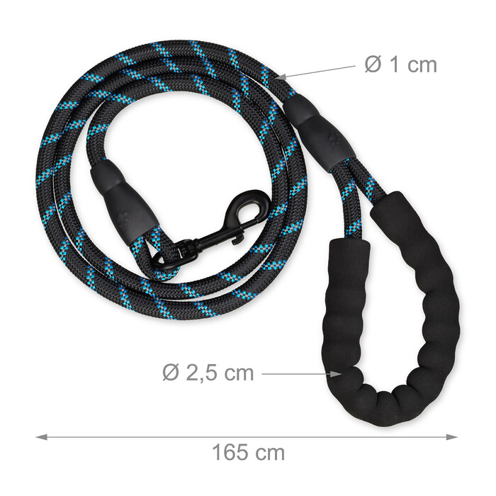 Relaxdays Padded Dog Leash, Black, 150 cm
