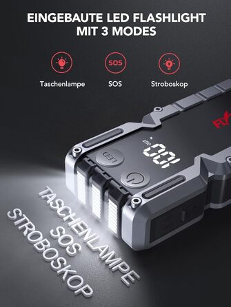 Powerbank Flylinktech CF900 для автозапуску з LCD-дисплеєм, 7000A, LED-ліхтарик, USB 3.0 (до 9.0L бензин/8.0L дизель)