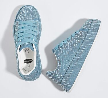 Жіночі кросівки LUCKY STEP зі стразами, платформа, блискучі, модельні, для вечірок, шлюбних свят, прогулянок, 39 EU, блакитний страз