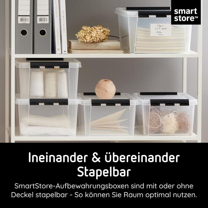 SmartStore - 10x Storage Box with Lid Classic (40x30x11cm) | Stackable Box with Lid | Food-Safe Plastic Box | Plastic Box with Lid & Reinforced Corners | 10 Year Warranty (14.0l, 10-Piece Set)