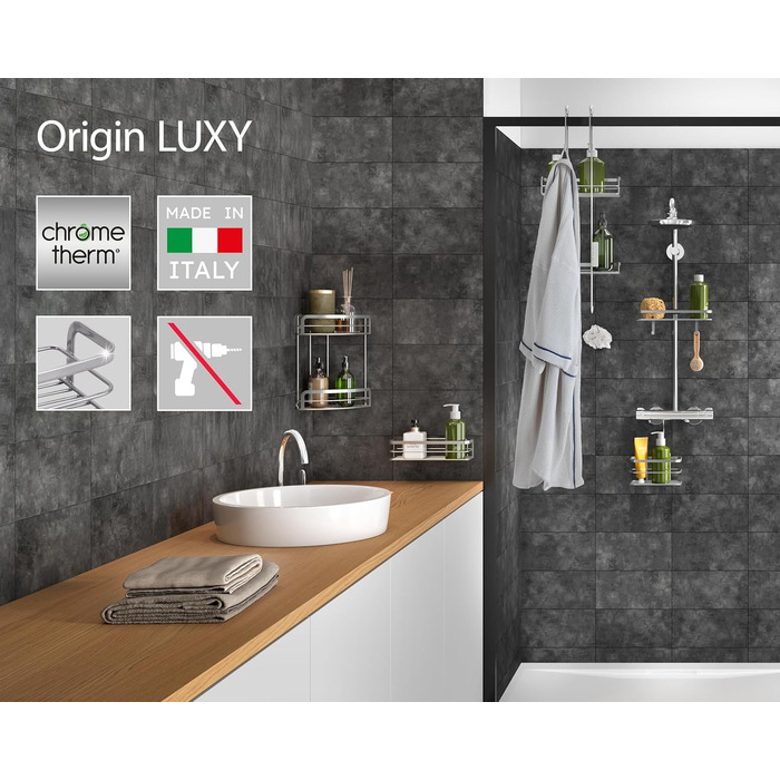 Полиця для душу Metaltex Origin LUXY на трубу 18-25 мм, металева