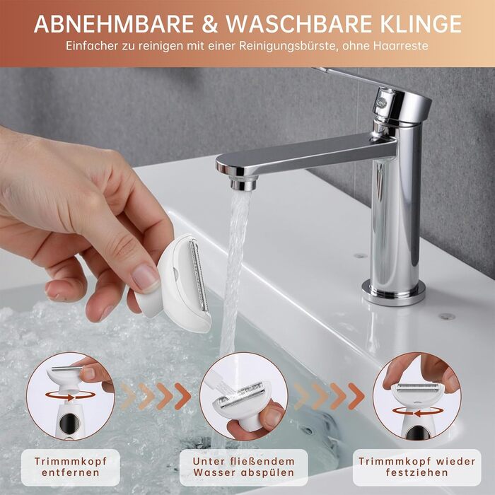 Електричний жіночий тример Lightbiz 5-в-1 для тіла та обличчя, водонепроникний (IPX7), USB-зарядка, білий