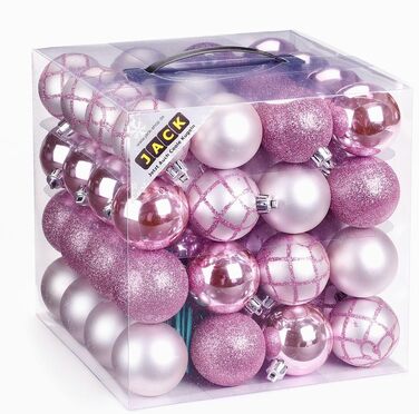 Набір прикрас на ялинку 64 шт. 6 см, рожеві, пластикові, Inge-Glas
