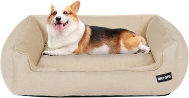 Ліжко для собак, собаче ліжко, подушка для собак, корзина для собак. Знімне та пральне, бежеве, 90 x 75 x 25 см