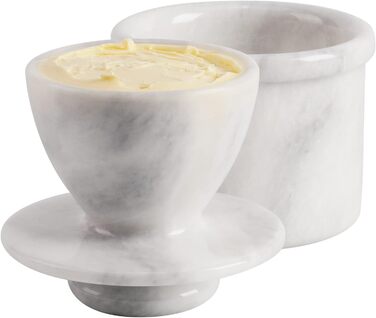 Butter dish, handmade butter container made of marble, storage for the kitchen, white