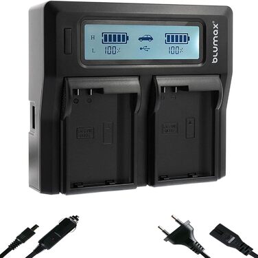 Зарядний пристрій Blumax LCD Dual для акумуляторів Nikon EN-EL15c/b/a - сумісний з Nikon D500, D850, D7500, Z8, Z7 II, Z6 III, Z5, Zf