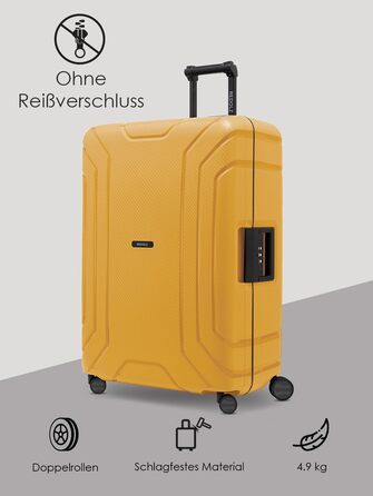 Набір валіз REDOLZ Hartschalen 3-х частинний (Dark Yellow) з TSA-замком | З поліпропілену, 4 колеса, система 3-х точок | Для жінок та чоловіків (Essentials 15)
