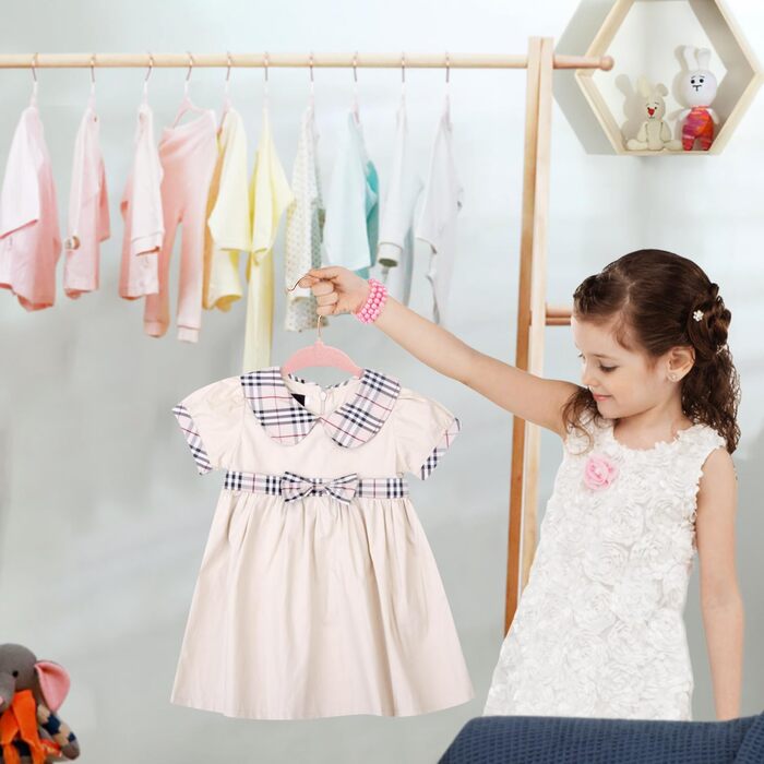 Дитячі плечики для одягу ManGotree з рожево-золотими гачками, 28 см, для дітей, обертаються на 360°, ультратонкі, антислиз, 15 шт. (світло-рожевий)