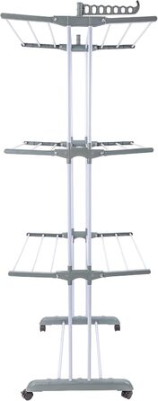 Сушарка для білизни H&F Turmwäscheständer 4-ярусна на колесах з гальмами, 170 см, до 40 кг