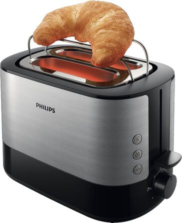 Philips HD2639/90 – Toaster (730 W, extra wide slot, sandwich accessory), Black and Silver