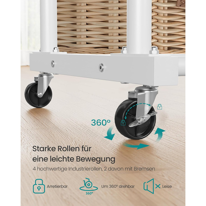 SONGMICS Вішалка для одягу на коліщатках, гардеробний стійка, білий матовий, 2 стійки, до 50 кг, 38 x 110 x 141,5 см, HSR016BH01