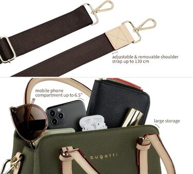 Сумка жіноча Bugatti Ella оливкова, маленька крос-боді, клатч для жінок