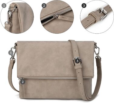 Сумка жіноча Gladdon через плече, шкіряна крос-боді, Taupe (бежевий)