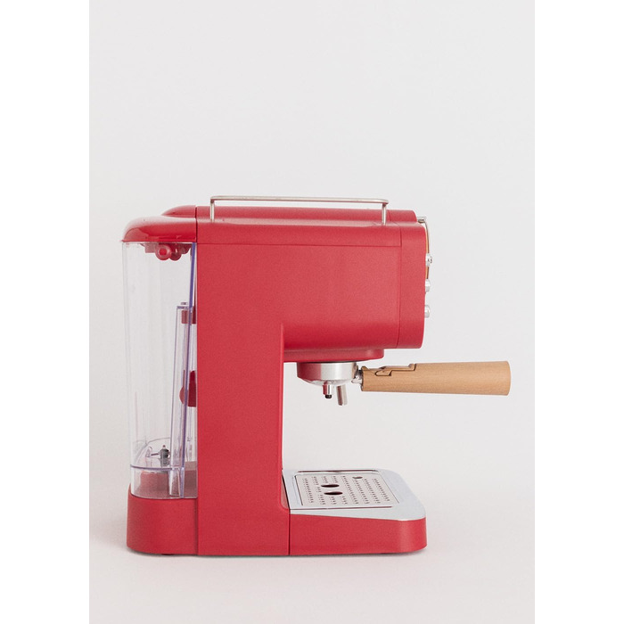 CREATE / THERA MATT RETRO /Espresso Machine Cream White Matt and Wood /Semi-Automatic, with a 15 bar pressure pump and 1100W, 1.25L water tank, for ground coffee, 55 mm. ESE pods (Rot Matt - Wood)