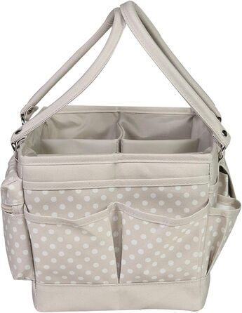 Everything Mary Blaugruner, geometric deluxe store and tote bag, organizer for crafts, sewing, paper, art, desk, canvas, accessories, storage with handles for travel (Light Brown Spotted)