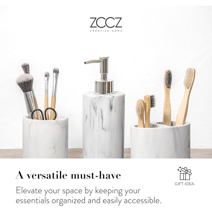 Набір для ванної кімнати ZCCZ: органайзер 4 в 1 (тримач для зубних щіток, дозатор мила, мильниця, стаканчик) – елегантний дизайн 