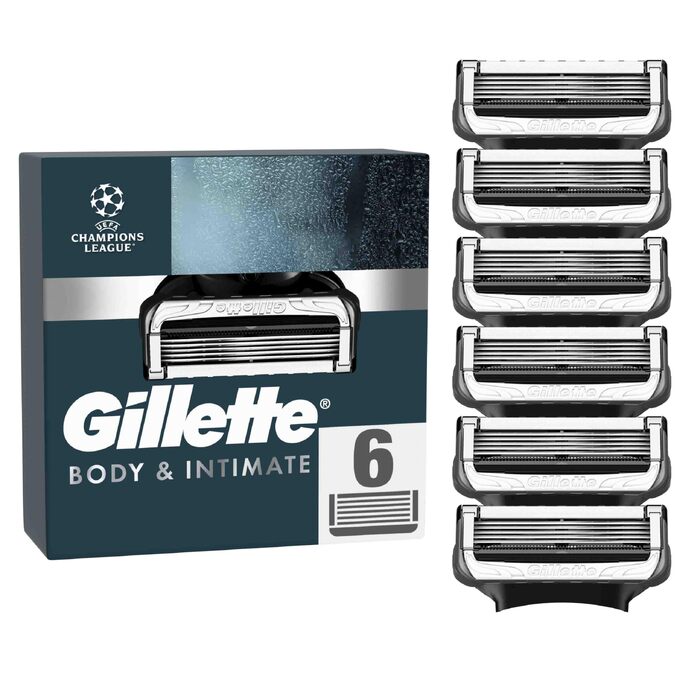 Змінні леза для бритви Gillette Body & Intimate, чорні, 6 шт. в упаковці