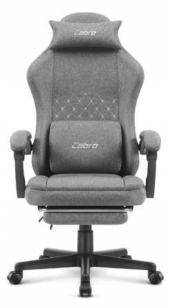 Ігрове крісло Cabro C503 сіро-чорне з підніжкою та подушками
