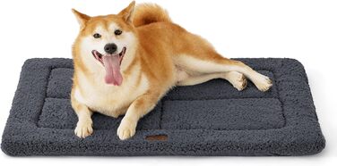 BEDSURE Washable Dog Mat for Large Dogs - 104x71 cm Washable Dog Bed for Large Dogs, Sherpa Plush Dog Bed Large with High-Density Foam Filling, (89 x 58 cm, Dark Grey)