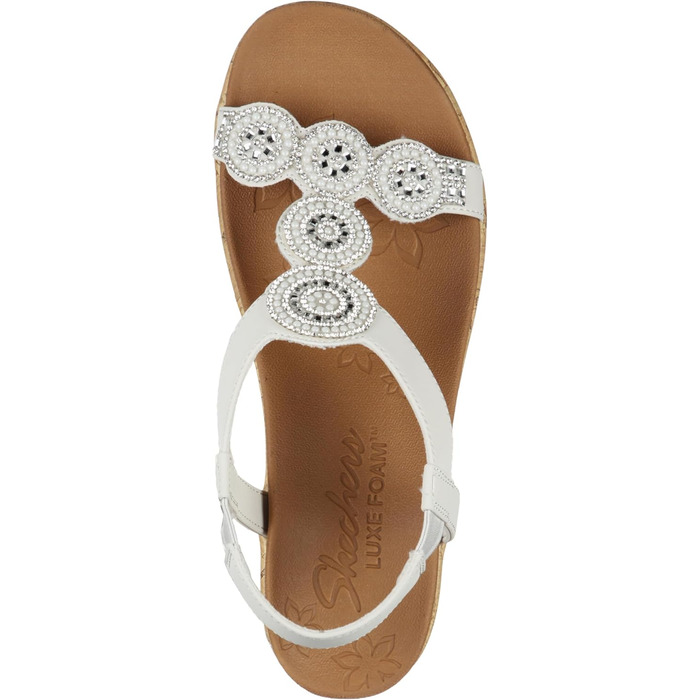 Босоніжки жіночі Skechers Beverlee Date Glam на танкетці, кремовий колір, 38 EU