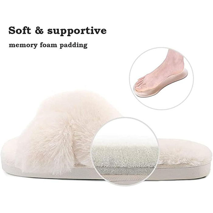 Тапочки жіночі зимові з плюшу, теплі, нековзні, зручні, білі, 39/40 EU
