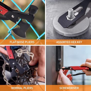 Мультитул BIIB 12 в 1: Подарунок для чоловіків на Різдво, День народження, кемпінг. Преміум якість, чорний (червоний)