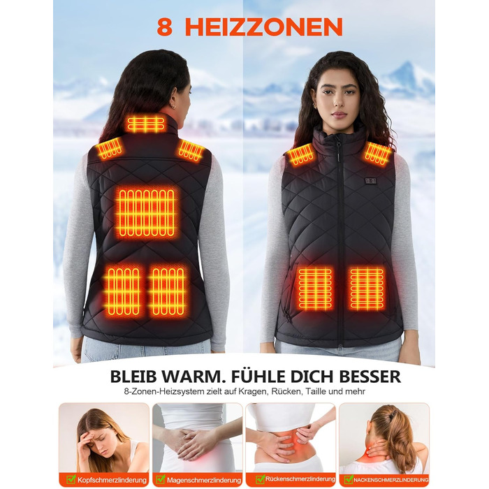 Електрична гріюча жилетка для жінок, 18400mAh, 7.4V, тепла степна жилетка на зиму, чорна (M)