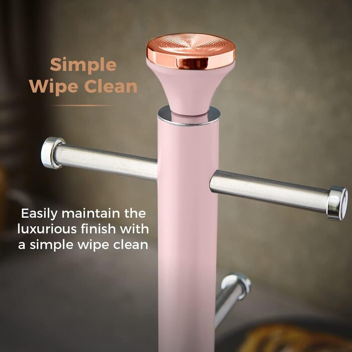 Tower T826132PNK Cavaletto Beaker Stand with Stainless Steel Stopper, Soft Base, Marshmallow Pink and Roségold