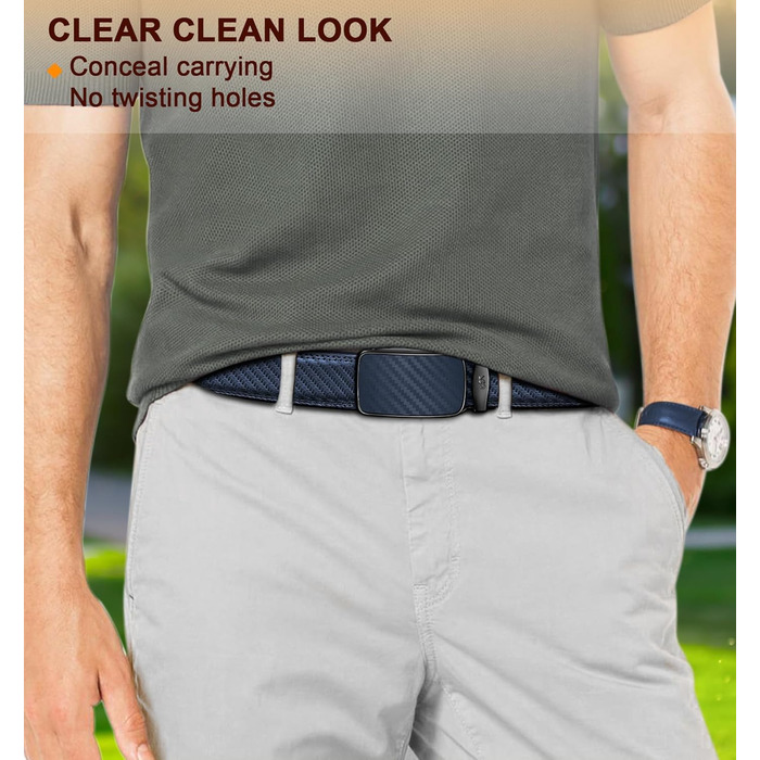 Чоловічий шкіряний ремінь KEMISANT з автоматичною пряжкою, 35 мм, без отворів, регульований розмір 140-160 см, для ділового костюма, темно-синій