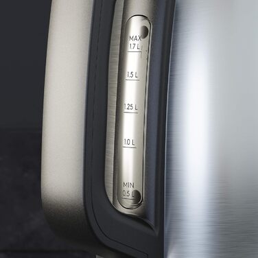 Електричний чайник AEG K3-1-3ST, 1.7 л, нержавіюча сталь, з індикатором рівня води, поворотний на 360°